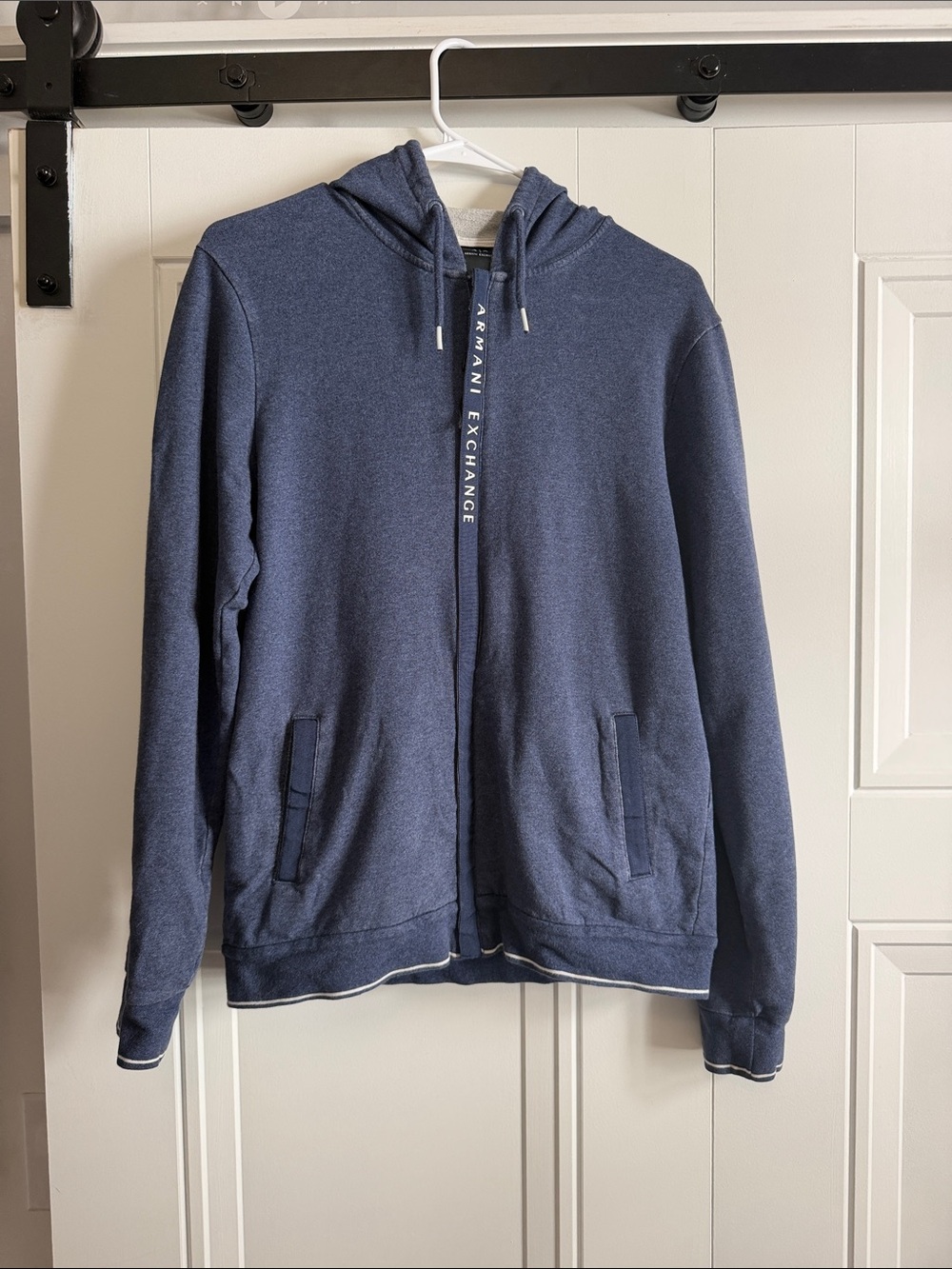 Armani Exchange Men's Navy Zip-Up Hoodie Sweater